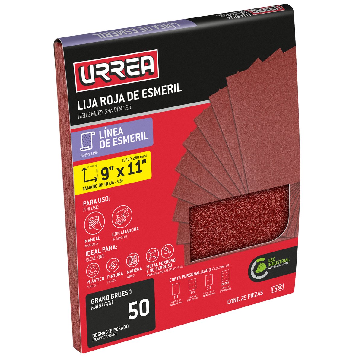 25 Pza Lija roja para esmeril, grano 50 Urrea - Image 2