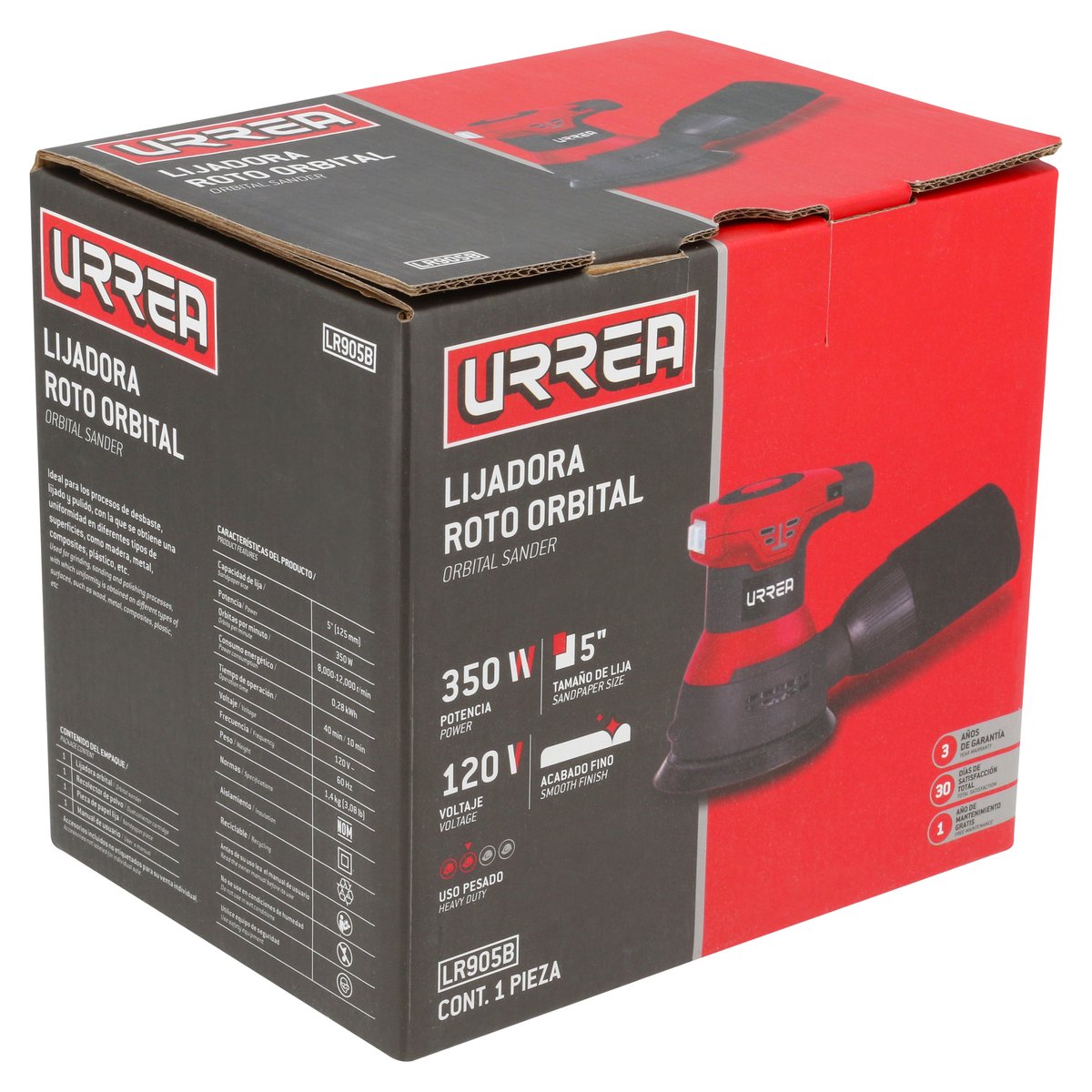Lijadora roto orbital 5" 350 W 120 V, 12000 RPM Urrea - Image 2
