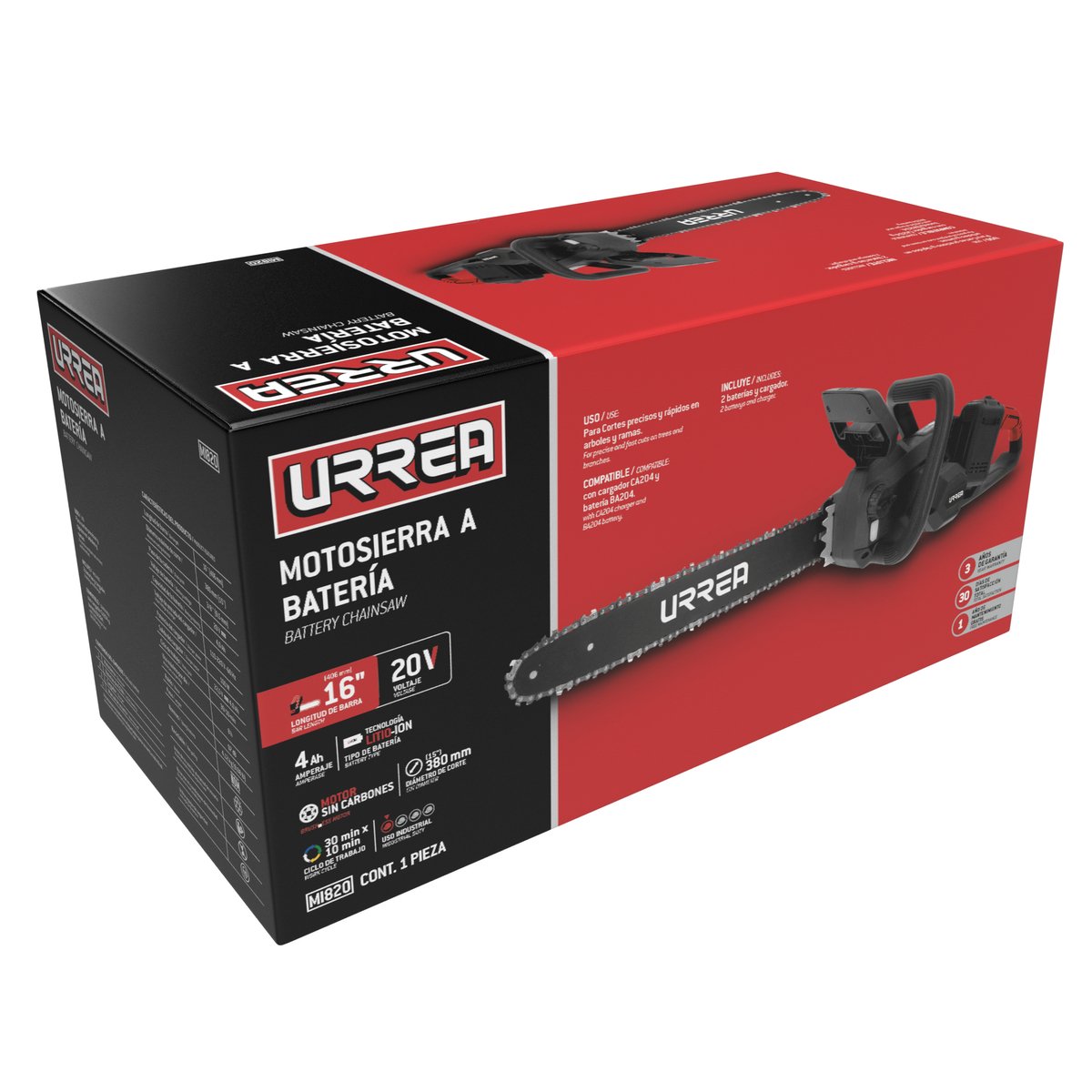 Motosierra 16 " a batería Litio-ion 20+20 V Urrea - Image 2