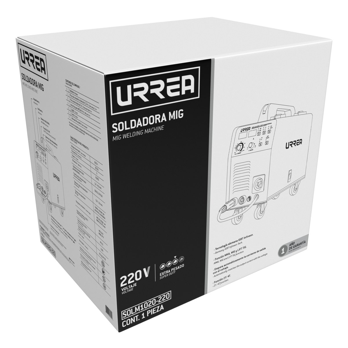 Soldadora inverter para uso con microalambre de 1 fase 220 V, 200 A Urrea - Image 2
