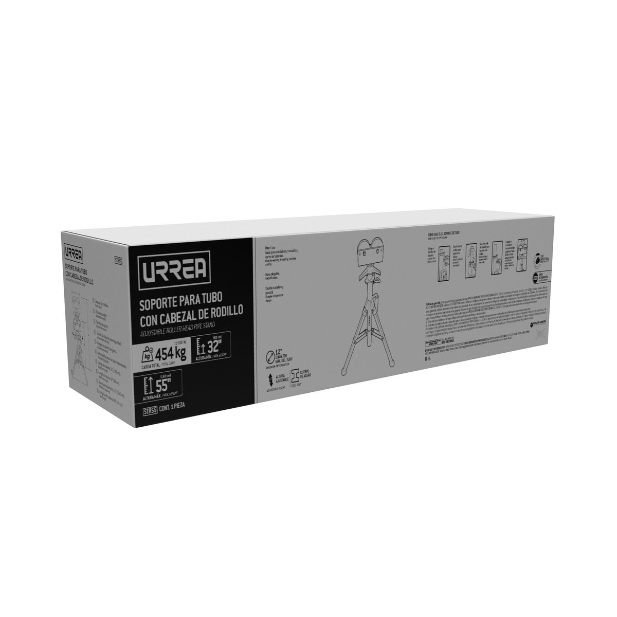 Soporte para tubo con cabezal de rodillo ajustable de 32" a 55" Urrea - Image 2