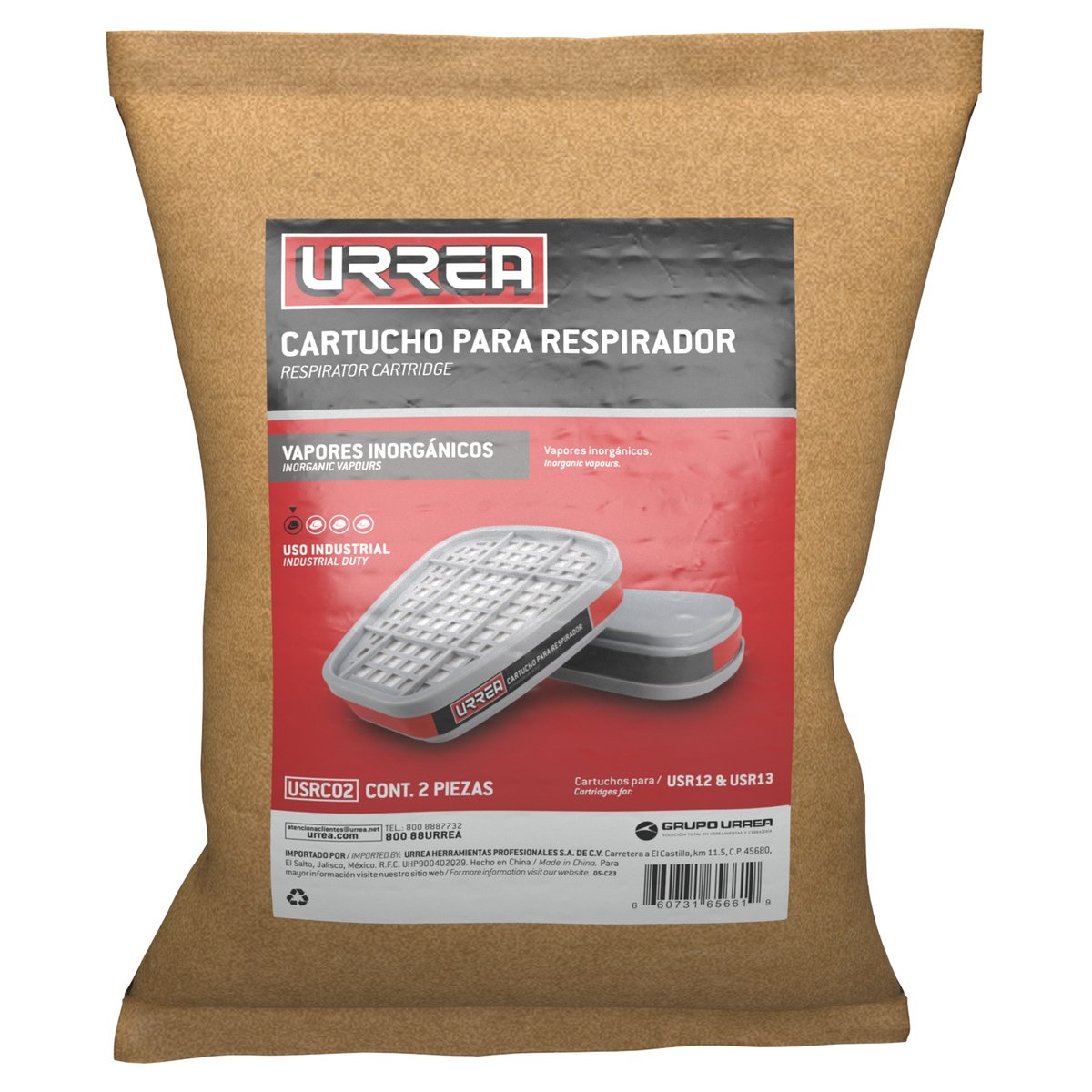 Cartucho para respirador con protección para vapores inorgánicos. Urrea - Image 2