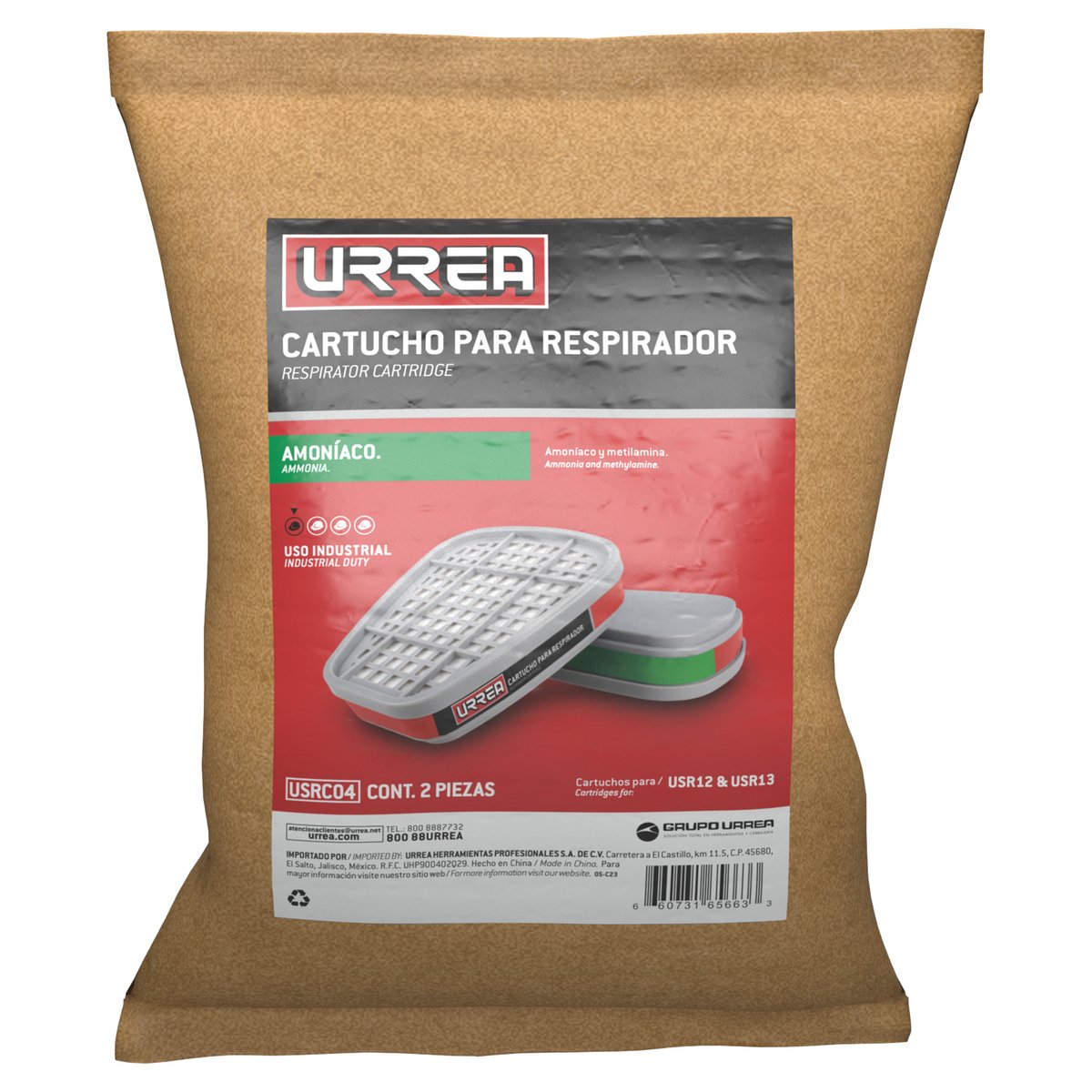 Cartucho para respirador con protección para amoniaco Urrea - Image 2